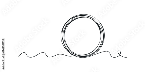 Scribbled Circle With Wavy Line
