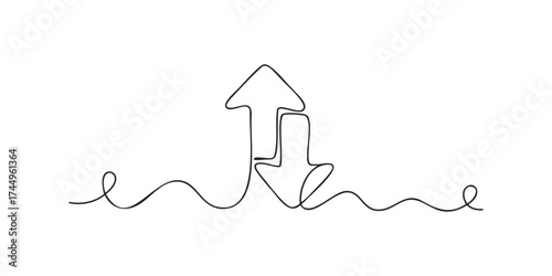 Up and Down Arrows with Wavy Line