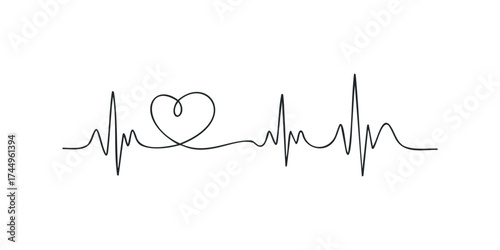 Heartbeat graph with love symbol