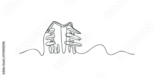 Abstract line art representation of a rollercoaster track and hills