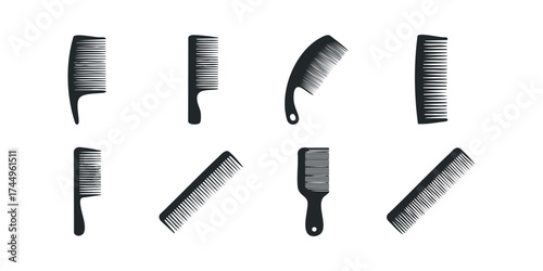 Collection of Black Hair Comb Silhouettes
