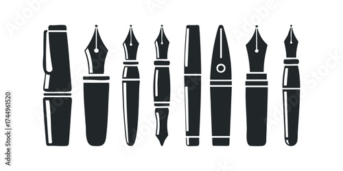 Collection of Silhouetted Fountain Pens