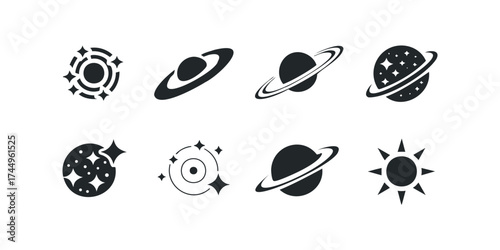 Cosmic collection of space object icons