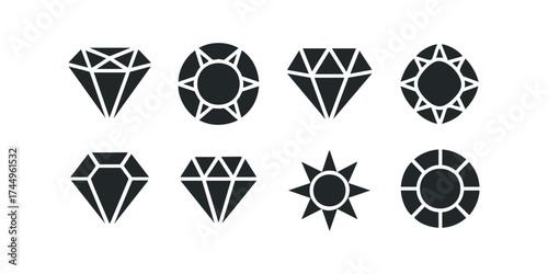 Collection of gemstone and cut icons