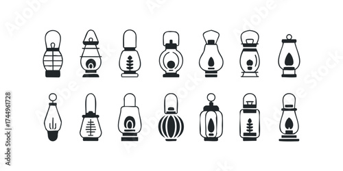 Collection of simple lantern icons