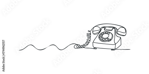 Rotary dial telephone continuous line drawing