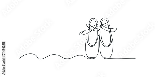Ballet shoes drawn with a single continuous line