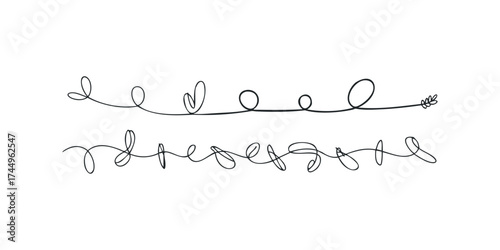 Hand drawn whimsical swirl divider with decorative flourish