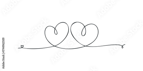 Two connected heart shapes flowing together on a white background