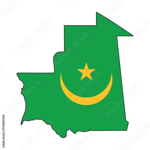 Green Mauritania map flag I...