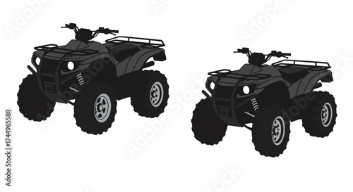 Two black and white illustrations of all terrain vehicles are shown