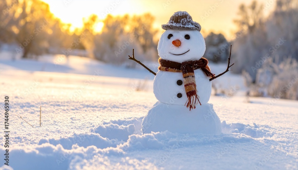 Fototapeta premium snowman in the snow