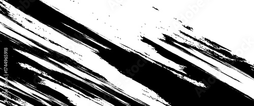Vector grunge brush strokes texture rough black scratches for paint splatter template. Black and white grunge frame.
