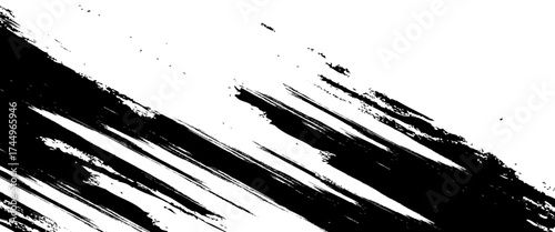 Vector grunge brush strokes texture rough black scratches for paint splatter template. Black and white grunge frame.