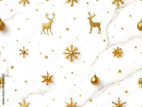 Christmas wrapping paper concept pattern with festive icons. Seamless texture. Vector