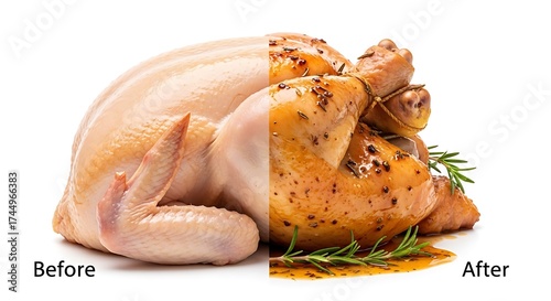 Before and After Comparison From Raw to Roasted A Complete Chicken Transformation