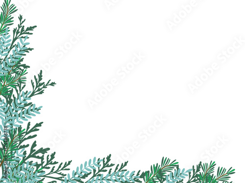 Evergreen Foliage Corner Vector Illustration Design