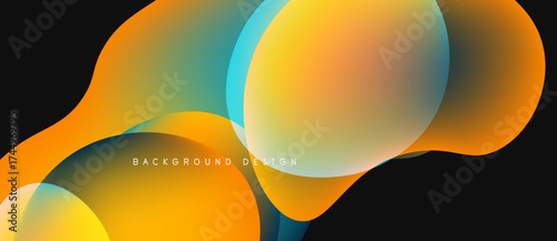 Abstract fluid shapes overlap, creating vibrant orange, teal gradients. Modern design element for backgrounds, presentations. Smooth transitions dominate composition.