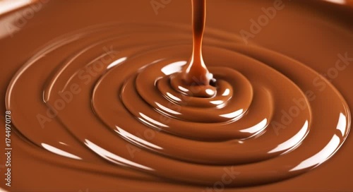 Rich, smooth liquid chocolate flowing and swirling into mesmerizing patterns