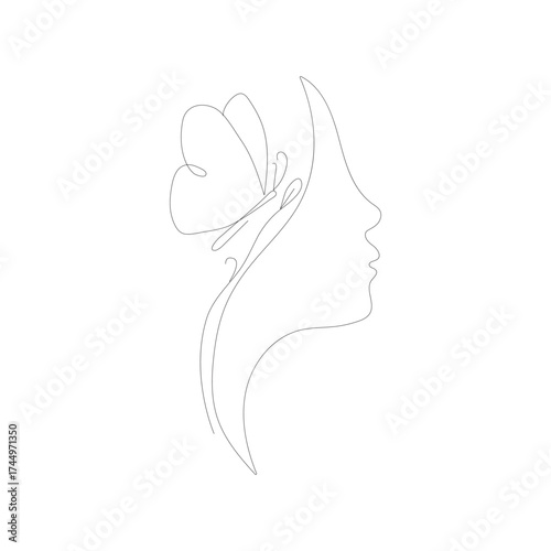 Woman profile female beauty concept line drawing 
