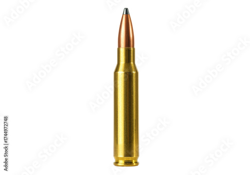 Canvastavla Brass rifle bullet isolated, ammunition for hunting and target practice on a cle