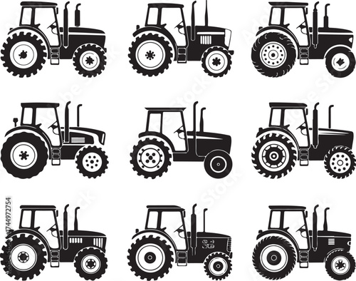 Diverse farm tractors collection for agricultural projects