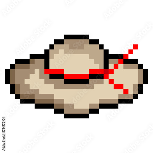 Beach hat in pixel art style