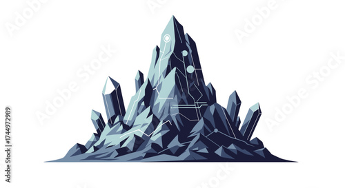 A cluster of sharp dark blue crystals forming a mountain peak.