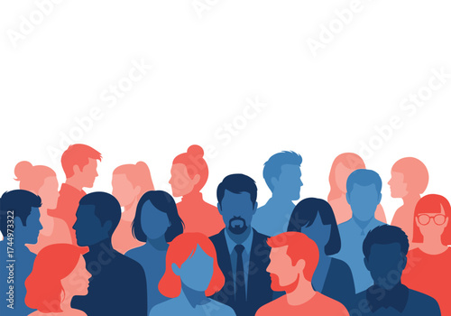 A diverse group of people standing together as a collective community representing diversity and inclusion.