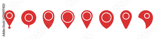 Location Pointer and Map Pin Marker Solid Icon Set. Navigation Geolocation Destination Position Drop Silhouette Symbol Collection. Isolated Vector Illustration