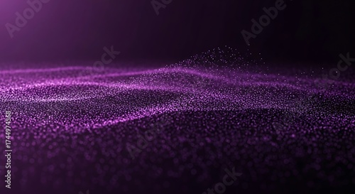 Abstract Purple Particle Wave on Dark Background - Technology and Science.