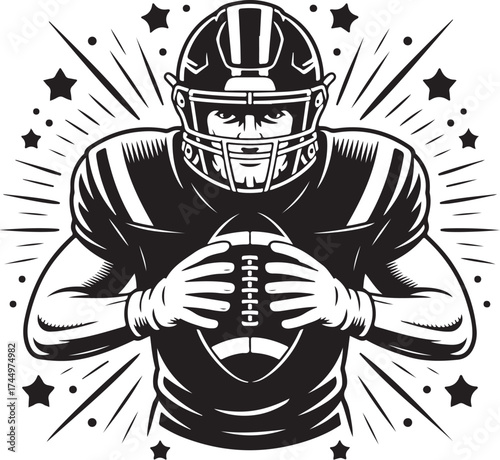 American football player ready for game day action