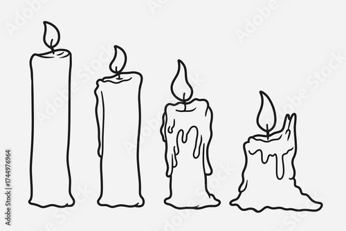 set of candlelight with outline style good for icon, symbol, element design, coloring book, etc