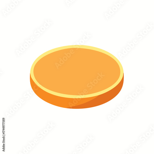 Isometric illustration of a flat orange and yellow circle, isolated on white background.