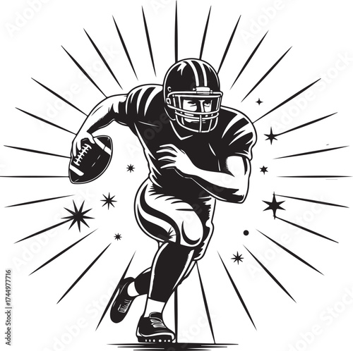 Dynamic football player running with ball, action shot