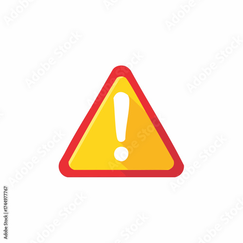 Warning Sign with Exclamation Point - Red and Yellow Triangular Safety Symbol
