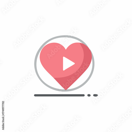 Heart video play button icon symbolizing love for media and entertainment
