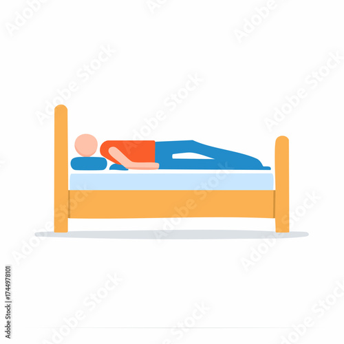 Illustration of a person sleeping on a bed, daytime relaxation