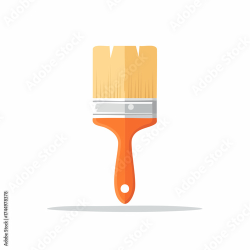 Illustration of a simple orange paintbrush for household paint jobs and creative art projects flat style