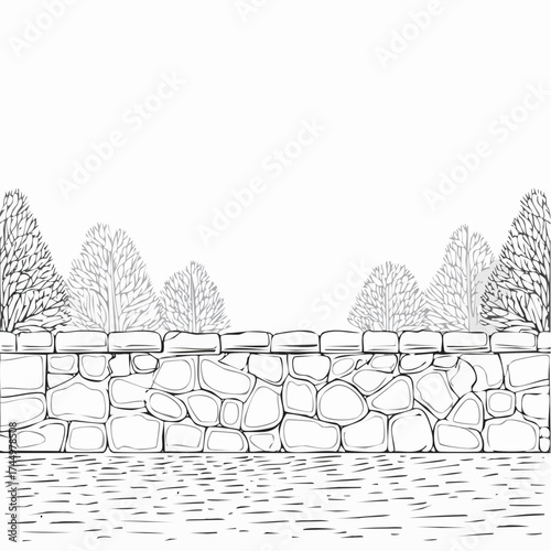 CAD Drawings. Stone wall pattern for landscape, outdoor and park, etc.