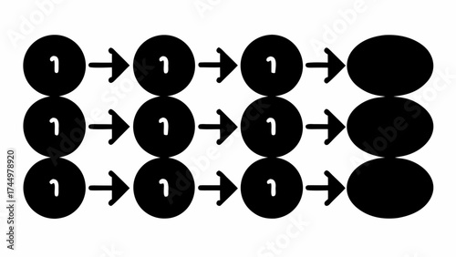 Dynamic progress flow chart with sequential steps, representing growth and development visually.