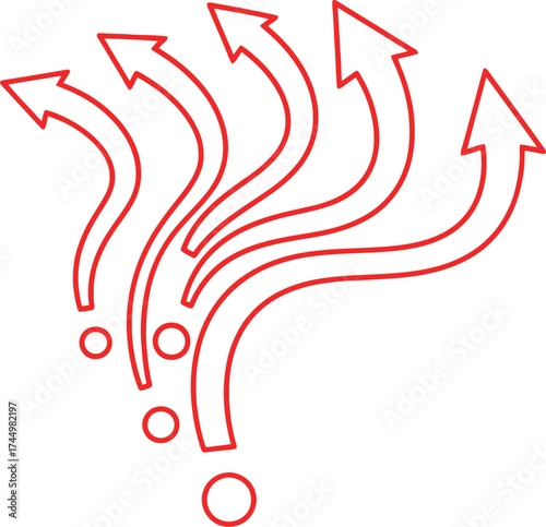 Vector art of a question mark formed by arrows pointing upwards, symbolizing growth, direction, and the pursuit of knowledge