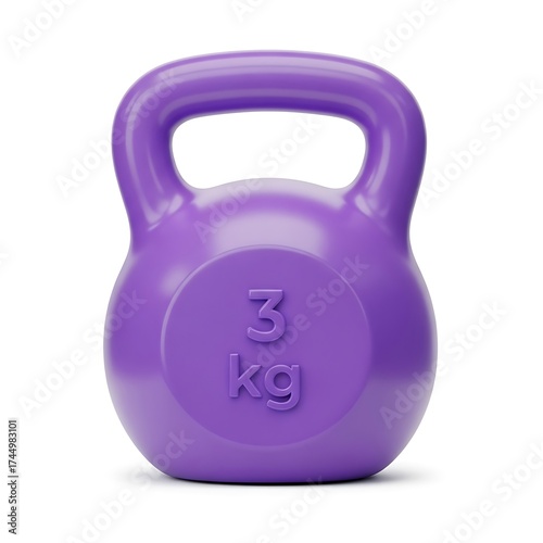 Purple Kettlebell Weight 3kg Fitness Equipment.