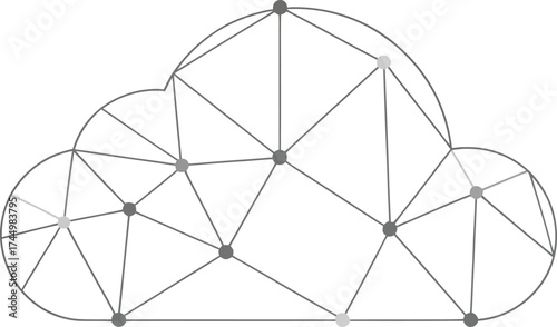 Abstract geometric cloud shape with connected dots representing data and network connections