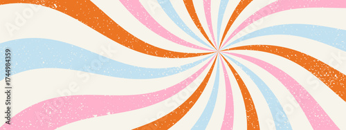 Groovy starburst pattern. Abstract retro background. Retro bg with grunge texture.