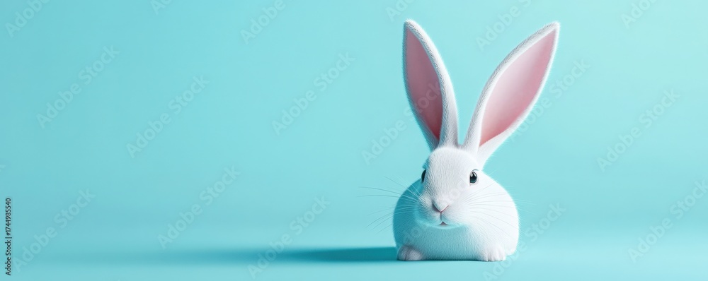 Obraz premium Adorable White Easter Bunny on Pastel Background