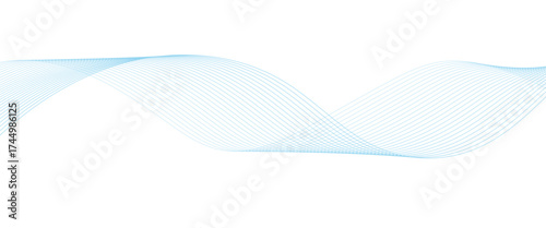Abstract white and blue wave dynamic curve lines on white background. Energy technology concept modern backdrop design for business, presentation, banner.