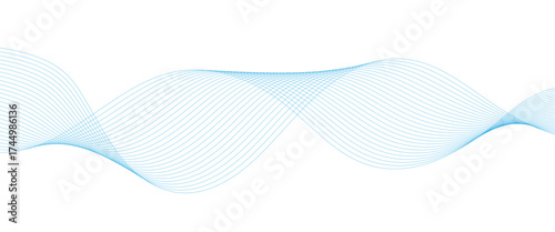 Abstract white and blue wave dynamic curve lines on white background. Energy technology concept modern backdrop design for business, presentation, banner.