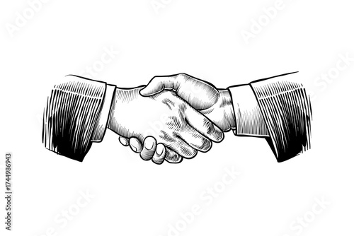lineart illustration of hands shaking hands