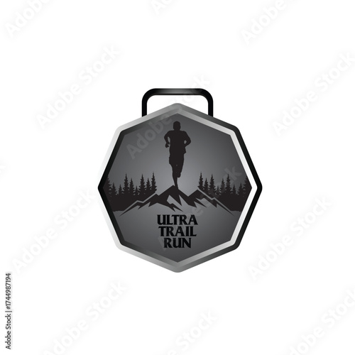 mountain marathon trail run medal design,trail run logo design